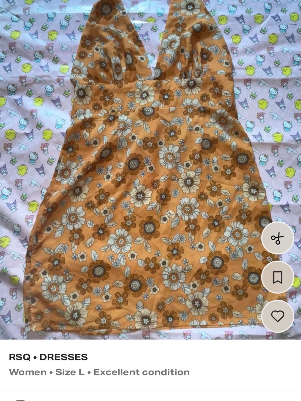 RSQ Floral Mini Dress in Mustard and Cream